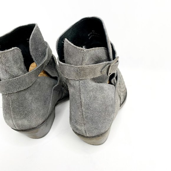 FREE PEOPLE Venture Ankle Boots Woven Suede Stone - Picture 9 of 11